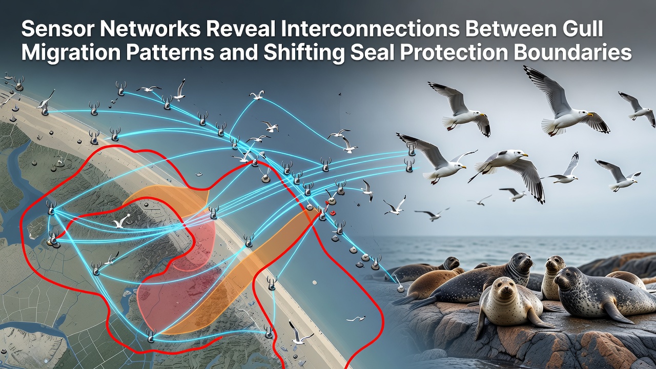 Sensor Networks Expose How Gull Migration Patterns Interact with Evolving Seal Protection Boundaries